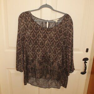 Women's Sonoma Peasant Boho Blouse Top Like New XL Purple & Black